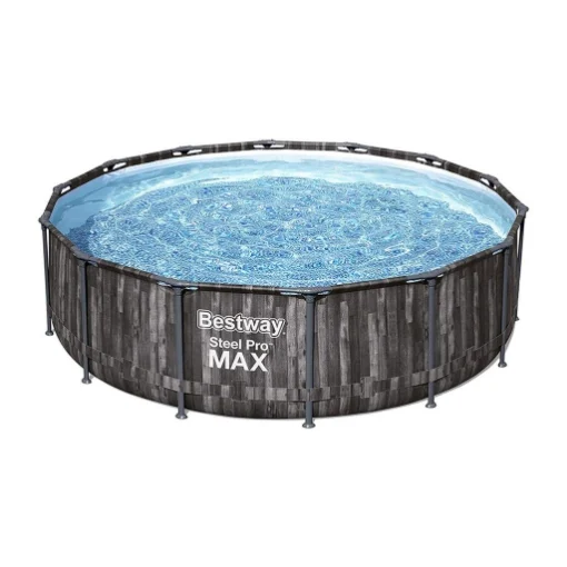 BESTWAY STEEL PRO MAX PISCINA FUORI TERRA TONDA Ø 366 X 100 CM RATTAN GRIGIO - MAURY'S