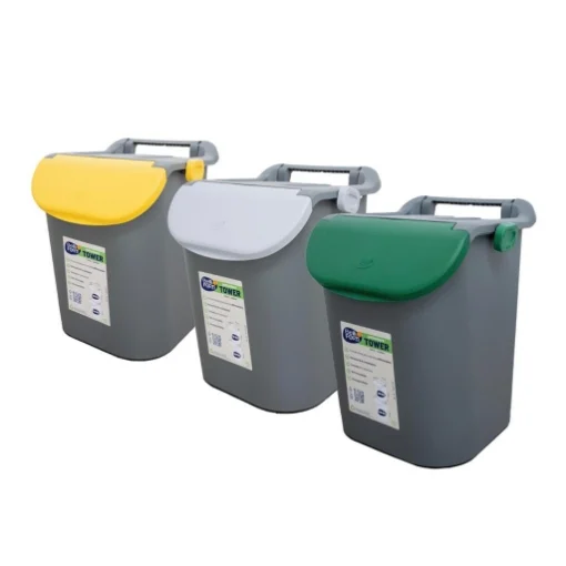 MAURY'S SET 3 PATTUMIERE CON MANIGLIONE PER RACCOLTA CAPIENZA 30 LT 38X34XH42CM