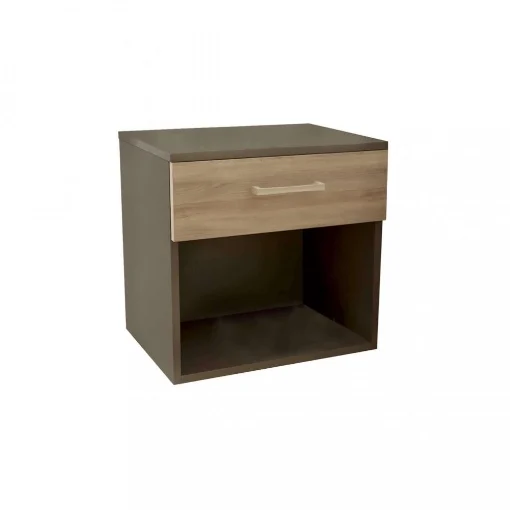 COMODINO IN LEGNO SCURO E CHIARO CON UN CASSETTO CM 44,5 X 35 X 43,5 H OKX - MAURY'S