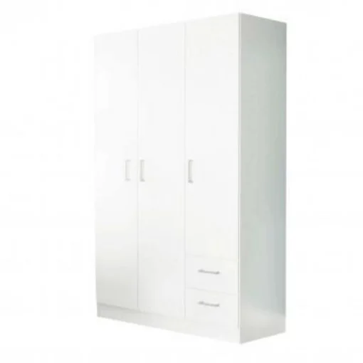 ARMADIO IN LEGNO TRUCIOLARE BILAMINATO 3 ANTE E 2 CASSETTI BIANCO CM 120 X 52 X 190 H OKX - MAURY'S