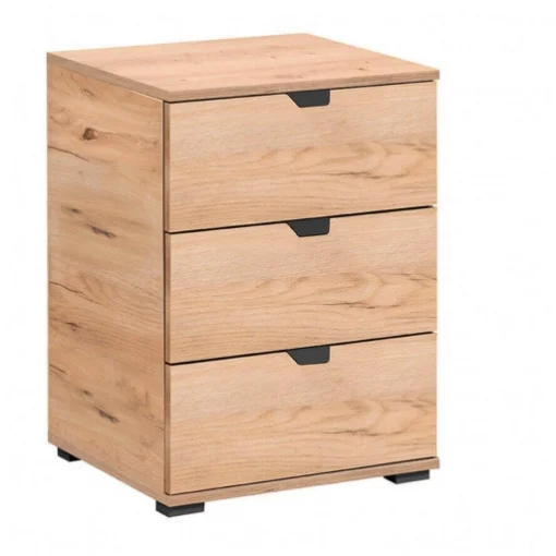 COMODINO IN LEGNO TRUCIOLARE BILAMINATO COLORE ROVERE CHIARO CM 45 X 40 X 63 H OKX - MAURY'S