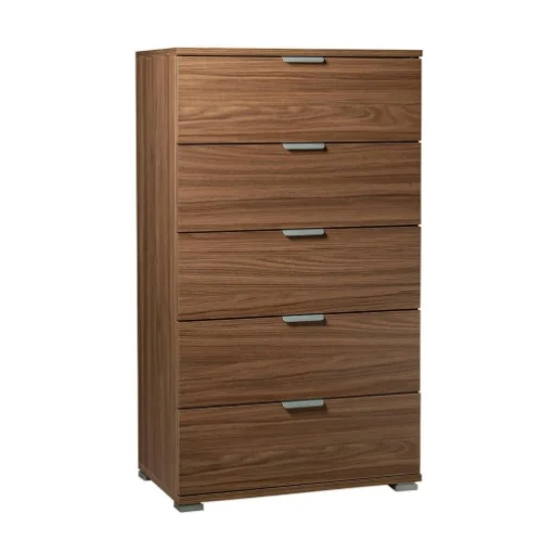 CASSETTIERA IN LEGNO TRUCIOLARE BILAMINATO CON 5 CASSETTI COLORE NOCE MARRONE 60 X 38 X H 103 CM - MAURY'S