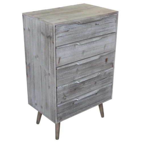 CASSETTIERA IN LEGNO CON 5 CASSETTI COLORE TORTORA 60X40X95CM OKX - MAURY'S