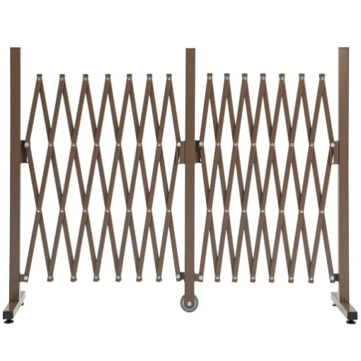 RECINZIONE ESTENSIBILE AUTOPORTANTE IN ACCIAIO E ALLUMINIO, LARGHEZZA 52-405 CM, MARRONE SCURO