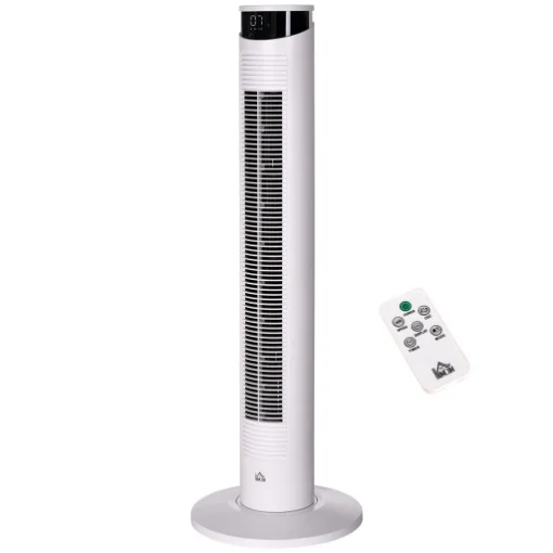 VENTILATORE A TORRE 45W A 4 MODALITÀ E 3 VELOCITÀ CON TIMER DA 12H, IN ABS E ALLUMINIO, Ø31.5X93 CM, BIANCO - MAURY'S