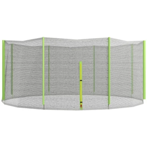 RETE DI PROTEZIONE PER TRAMPOLINI A 8 PALI CON INGRESSO CON CERNIERA, IN PE, Ø366X180 CM, NERO E VERDE - MAURY'S