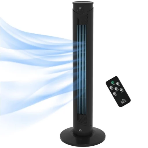 VENTILATORE A TORRE 45W A 4 MODALITÀ E 3 VELOCITÀ CON TIMER DA 12H, IN ABS, Ø31.5X93 CM, NERO - MAURY'S