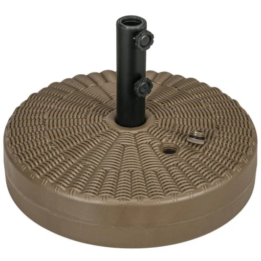 BASE PER OMBRELLONE CON 2 MANOPOLE INCORPORATE IN HDPE E ACCIAIO 51X36 CM MARRONE E NERO - MAURY'S