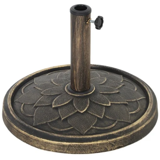 BASE PER OMBRELLONE DA 12 KG CON MANOVELLA INTEGRATA IN RESINA METALLO E CEMENTO 46X34 CM BRONZO - MAURY'S