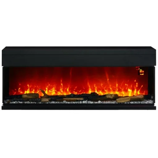 CAMINO ELETTRICO DA INCASSO E PARETE 1800W CON FIAMME COLORATE LED REGOLABILI TEMPERATURA FINO 40C NERO - MAURY'S