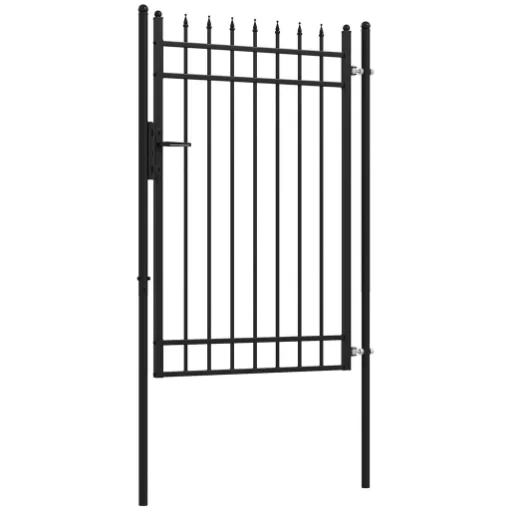 CANCELLETTO DI SICUREZZA CON SERRATURA, 3 CHIAVI E 2 PALETTI, IN ACCIAIO ZINCATO, 107X204 CM, NERO - MAURY'S