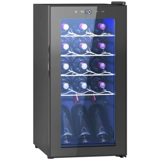 CANTINETTA VINO FRIGO PER 15 BOTTIGLIE CAPACITÀ 44L CON CONTROLLO TEMPERATURA E RIPIANI REGOLABILI NERO 45X34.5X69 CM - MAURY'S