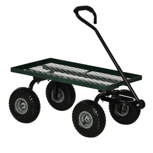 CARRELLO DA GIARDINO IN ACCIAIO CON CAPACITÀ 150 KG E MANIGLIA RIVESTITA 94X48.5X100 CM NERO E VERDE - MAURY'S