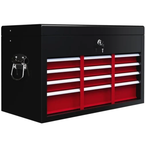 CASSETTA PER ATTREZZI 6 CASSETTI IN ACCIAIO CON SERRATURA 60X26X34 CM NERO E ROSSO - MAURY'S