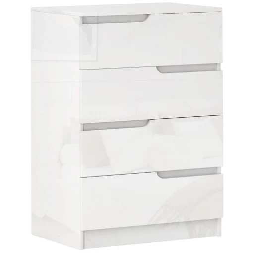 CASSETTIERA 4 CASSETTI MODERNA E MINIMAL IN LEGNO 60X40X85 CM BIANCO LUCIDO - MAURY'S