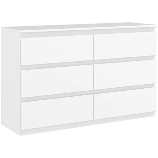CASSETTIERA 6 CASSETTI PER CAMERA DA LETTO IN LEGNO CON GUIDE IN METALLO 120X39X75 CM BIANCO - MAURY'S