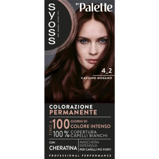PALETTE SYOSS COLORAZIONE PERMANENTE 100% COPERTURA CAPELLI BIANCHI PER CAPELLI PIÙ FORTI 4.2 CASTANO MOGANO