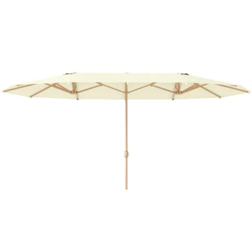 OMBRELLONE DOPPIO CON APERTURA A MANOVELLA IN ACCIAIO INOX E POLIESTERE 455X265X238 CM BEIGE - MAURY'S