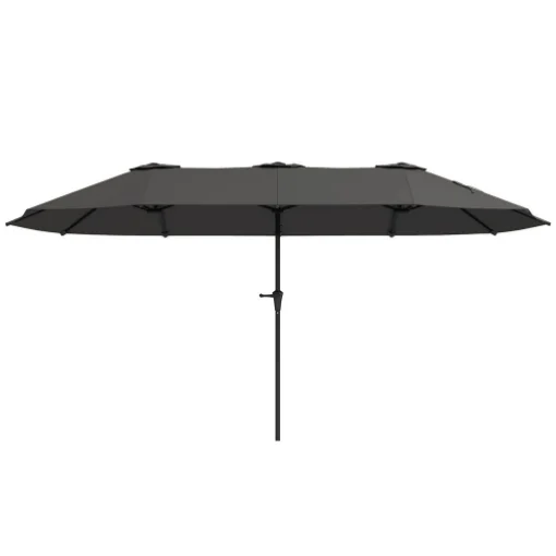 OMBRELLONE DOPPIO CON PRESE D'ARIA E MANOVELLA IN METALLO E POLIESTERE 4X2.2X2.34 M NERO E GRIGIO SCURO - MAURY'S