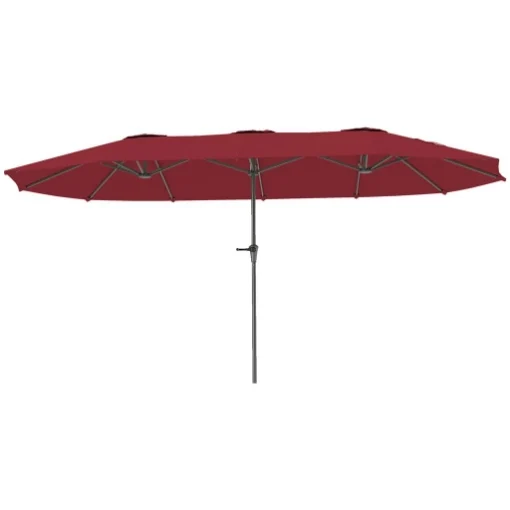 OMBRELLONE DOPPIO CON PRESE D'ARIA E MANOVELLA IN METALLO E POLIESTERE 4X2.2X2.34 M NERO E ROSSO - MAURY'S