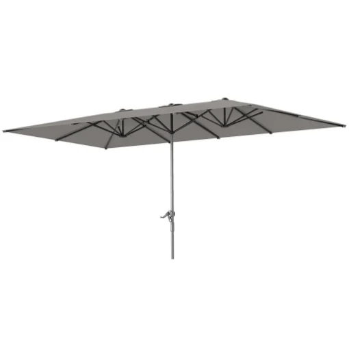 OMBRELLONE DOPPIO DA GIARDINO 4.5X2.6 M APERTURA A MANOVELLA E 12 STECCHE GRIGIO - MAURY'S