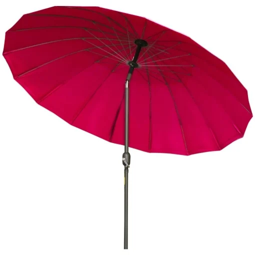 OMBRELLONE ROTONDO PIEGHEVOLE A 18 STECCHE CON MANOVELLA IN METALLO E POLIESTERE Ø 250X240 CM ROSSO VINO - MAURY'S