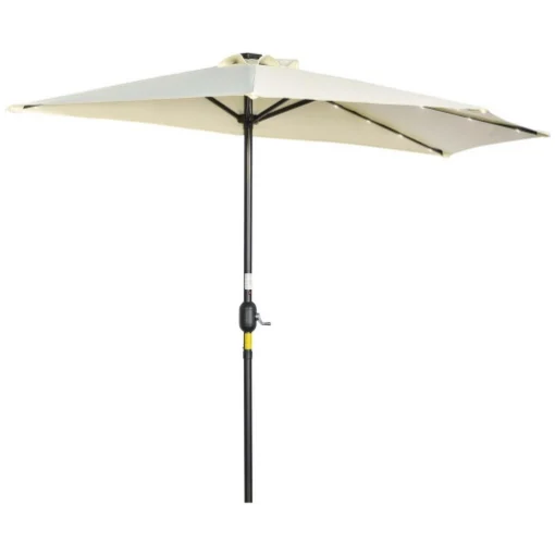 OMBRELLONE SEMICIRCOLARE CON MANOVELLA 20 LUCI LED E PANNELLO SOLARE 265X135X240 CM BEIGE - MAURY'S