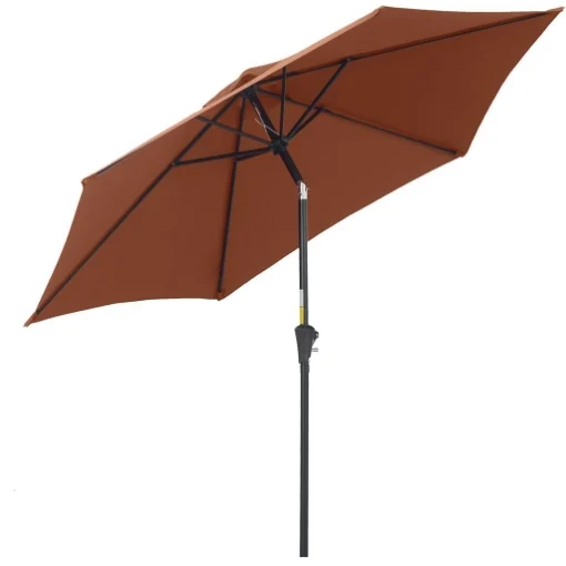 OMBRELLONE DA GIARDINO INCLINABILE CON MANOVELLA IN ALLUMINIOMETALLO E POLIESTERE Ø 260X235 CM NERO E CAFFÈ - MAURY'S