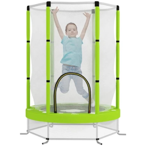 TRAMPOLINO ELASTICO PER BAMBINI Ï140 CM CON RETE DI SICUREZZA E DISEGNI, ETÓ 3-6 ANNI, VERDE