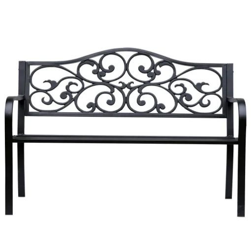 PANCHINA DA GIARDINO 2 POSTI CON SCHIENALE DECORATO IN GHISA E METALLO 127X60X89 CM NERO - MAURY'S