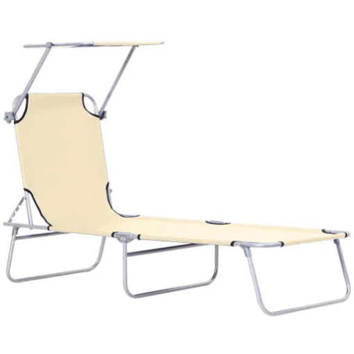 SDRAIO DA GIARDINO PIEGHEVOLE CON TETTUCCIO REGOLABILE E SCHIENALE RECLINABILE A 4 LIVELLI BEIGE - MAURY'S
