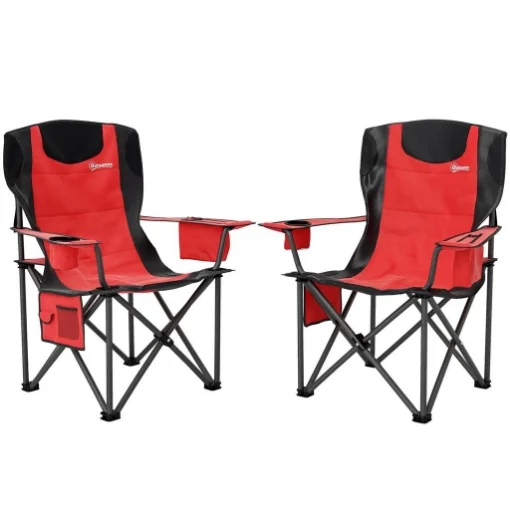 SET 2 SEDIE DA CAMPEGGIO PIEGHEVOLI CON BORSA FRIGO PORTABICCHIERI E 2 TASCHE 94X62X100 CM ROSSO - MAURY'S