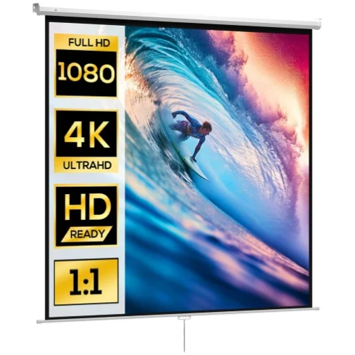 SCHERMO PER PROIETTORE 120" FORMATO 1:1 ANGOLO DI 160° E MONTAGGIO A SOFFITTO O PARETE - MAURY'S