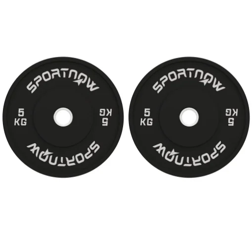 SET 2 DISCHI PESI DA 5KG IN GOMMA CON FORO DA 2"/5 CM PER MANUBRI E BILANCIERI NERO - MAURY'S