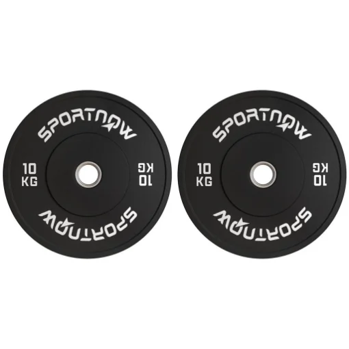 SET 2 DISCHI PESI DA 10KG IN GOMMA CON FORO DA 2"/5 CM PER MANUBRI E BILANCIERI NERO - MAURY'S