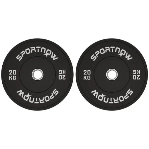 SET 2 DISCHI PESI DA 20KG IN GOMMA CON FORO DA 2"/5 CM PER MANUBRI E BILANCIERI NERO - MAURY'S