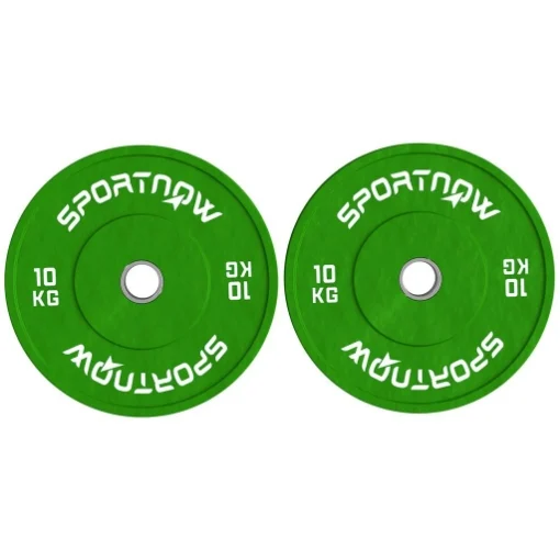 SET 2 DISCHI PESI DA 10KG IN GOMMA CON FORO DA 2"/5 CM PER MANUBRI E BILANCIERI VERDE - MAURY'S