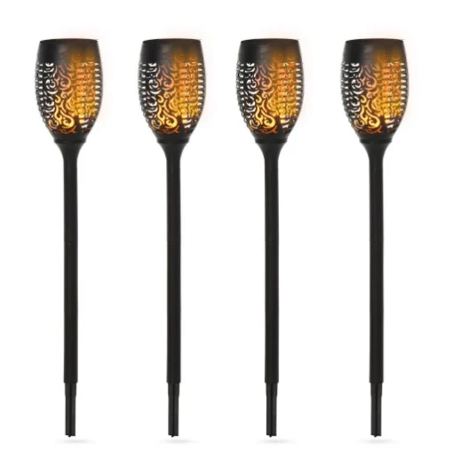 SET 4 FARETTI DA ESTERNO LED A ENERGIA SOLARE CON 4 PICCHETTI IN PLASTICA Ø 12X72 CM NERO - MAURY'S