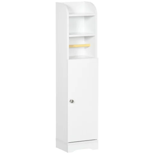 COLONNA BAGNO CON 3 RIPIANI APERTI E ARMADIETTO A 2 LIVELLI REGOLABILE, IN LEGNO 23X18X100 CM BIANCO - MAURY'S