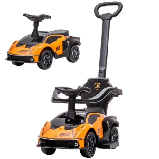 MACCHININA PER BAMBINI 2 IN 1 CON MANIGLIONE E BARRIERA DI SICUREZZA 86.5X40X89.5 CM ARANCIONE E NERO - MAURY'S