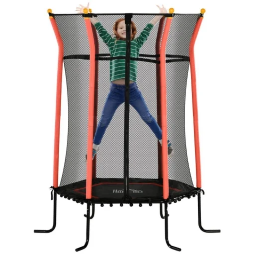 TAPPETO ELASTICO PER BAMBINI CON INGRESSO A CERNIERA E PALI IMBOTTITI Ø 163.5X190 CM ROSSO - MAURY'S