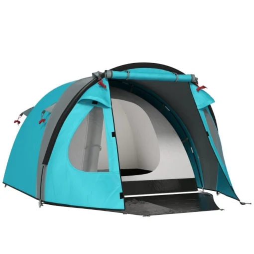 TENDA DA CAMPEGGIO 3 PERSONE CON CAMERA E VERANDA IMPERMEABILE 3000MM E BORSA DI TRASPORTO AZZURRO - MAURY'S