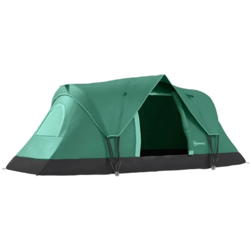 TENDA DA CAMPEGGIO 4 POSTI IDROREPELLENTE CON PROTEZIONE UV PALI IN FIBRA DI VETRO 4.55X2.3X1.8 M VERDE - MAURY'S