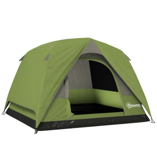 TENDA DA CAMPEGGIO PER 3 PERSONE IMPERMEABILE CON TASCA GANCIO PER LANTERNA E BORSA 2X2X1.35M VERDE - MAURY'S