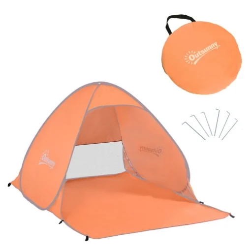TENDA DA SPIAGGIA POP UP CON PROTEZIONE UV 30+ E BORSA DI TRASPORTO 200X150X119 CM ARANCIONE - MAURY'S