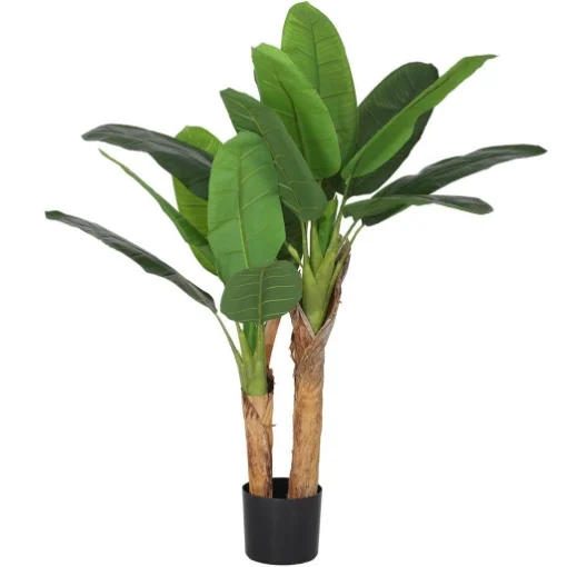 PIANTA ARTIFICIALE DI BANANO ALTA 120 CM CON VASO INCLUSO PER INTERNI VERDE - MAURY'S
