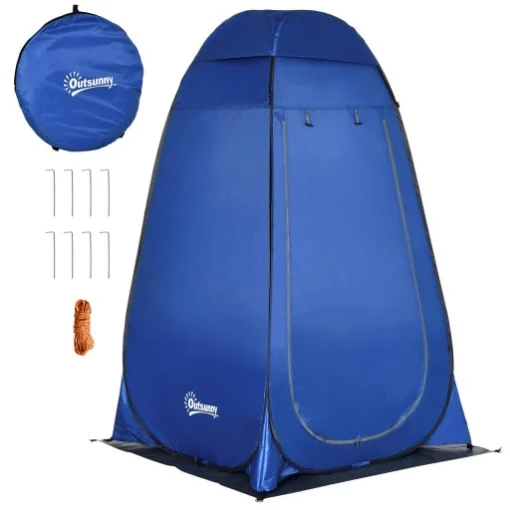 TENDA DOCCIA DA CAMPEGGIO E SPIAGGIA CON PORTA A CERNIERA E BORSA DI TRASPORTO 126X124X189 CM BLU SCURO - MAURY'S