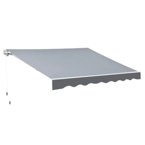 TENDA DA SOLE DA ESTERNO AVVOLGIBILE MANUALMENTE IN ALLUMINIO E POLIESTERE 2.5X2 M GRIGIO E BIANCO - MAURY'S