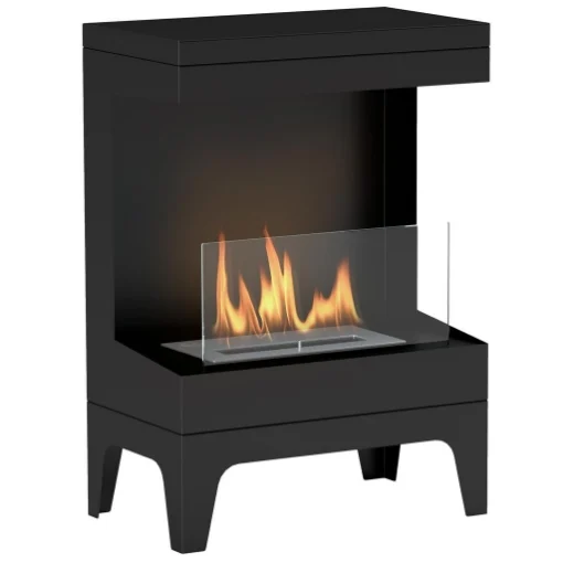 CAMINO A BIOETANOLO AUTOPORTANTE CON BRUCIATORE DA 0.9L E DURATA 3.3 ORE 38X22X54 CM NERO - MAURY'S