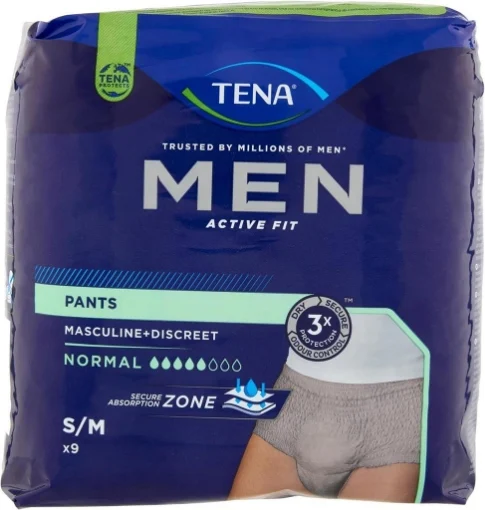 TENA MEN ACTIVE FIT PANTS NORMAL MUTANDINE ASSORBENTI UOMO TAGLIA S/M 9 PEZZI